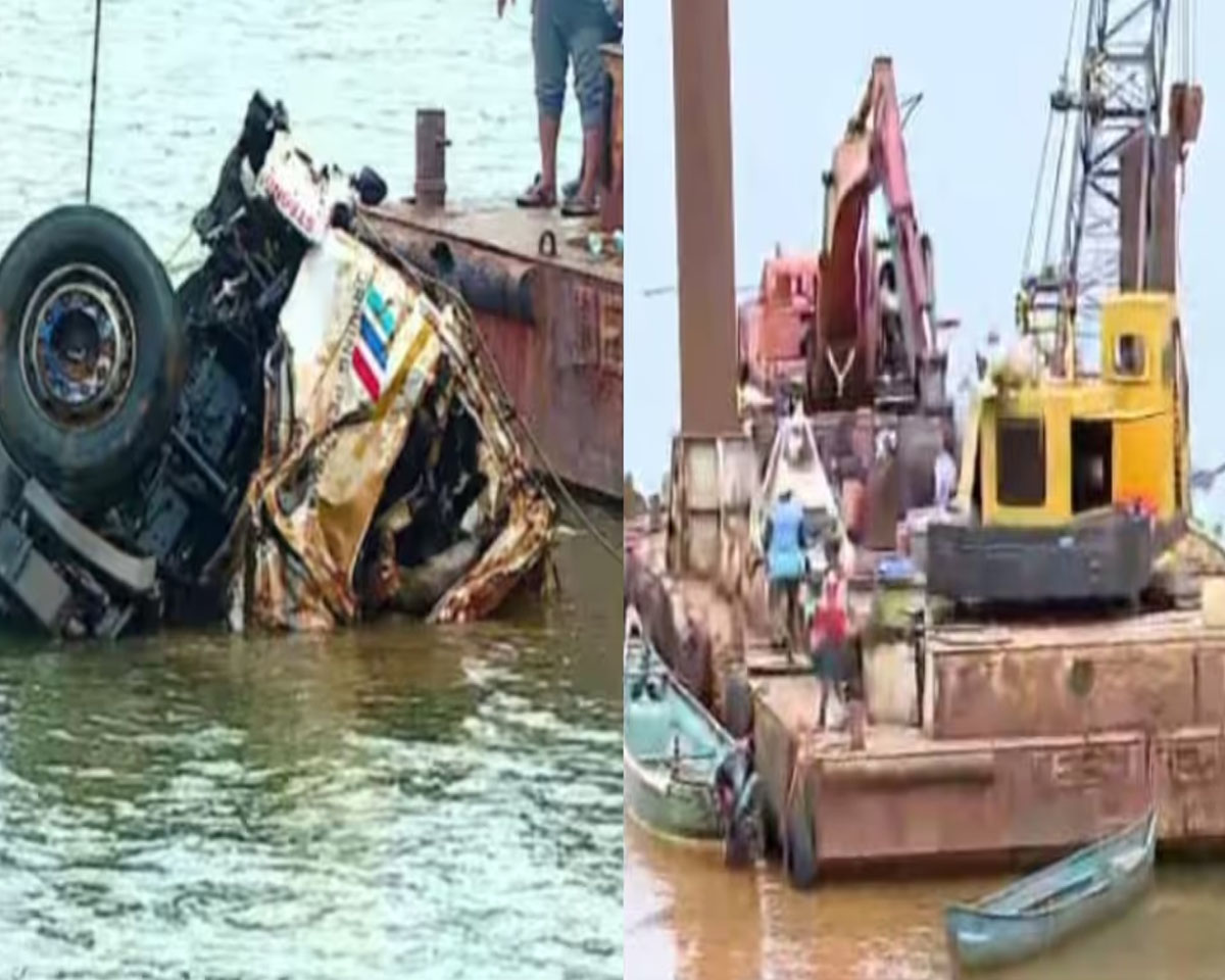  ലോറി പുഴയിൽ നിന്ന് കരയ്ക്ക് കയറ്റി; കാബിനുള്ളിൽ കൂടുതൽ അസ്ഥികൾ