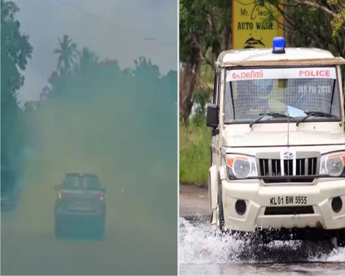 അതിരു കടന്ന കല്യാണാഘോഷം.കളര്‍ പുക പടര്‍ത്തി കാറില്‍ സാഹസിക യാത്ര; കേസെടുത്ത് പൊലീസ്