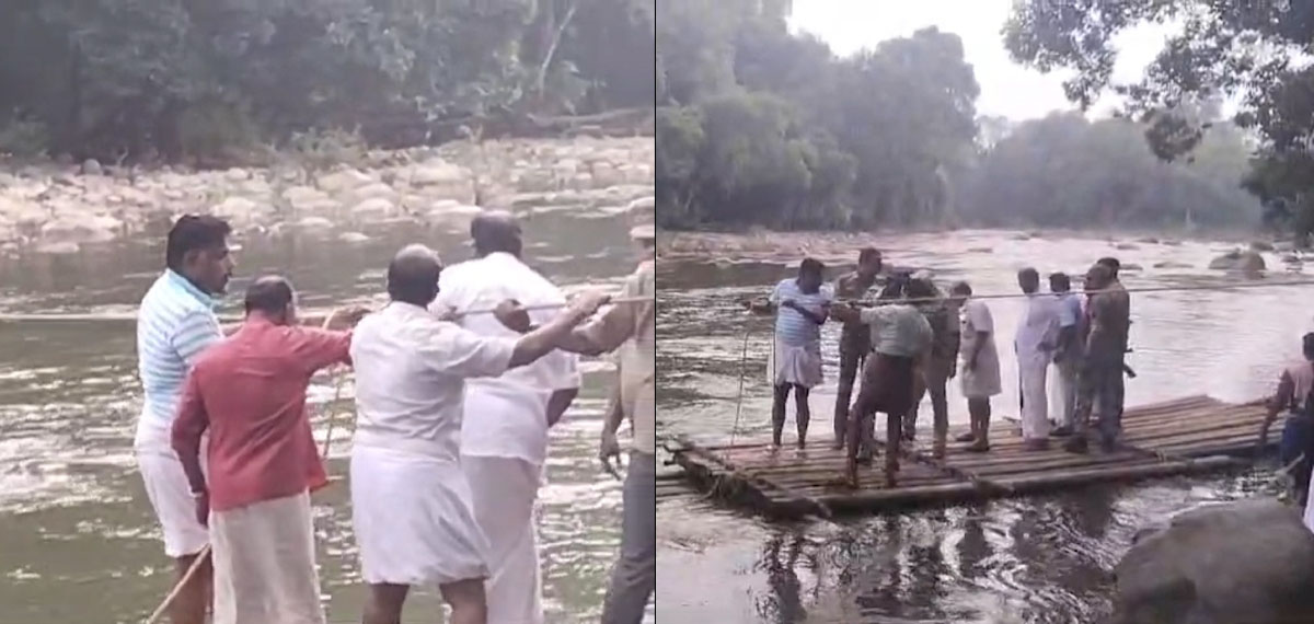 തിരഞ്ഞെടുപ്പ് പ്രചാരണത്തിനിടെ ചങ്ങാടത്തിൽ കുടുങ്ങി മന്ത്രി; അരമണിക്കൂർ നീണ്ടുനിന്ന് രക്ഷാപ്രവർത്തനം